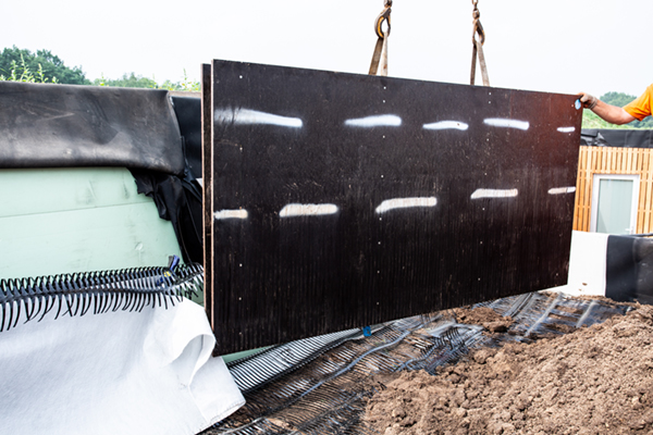 Gewapende grondconstructie op kleine schaal